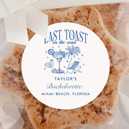 海岸のモダンな独身最後のパーティーブルー ラウンドシール