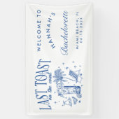 海岸のモダンな独身最後のパーティーブルー 横断幕 (縦)