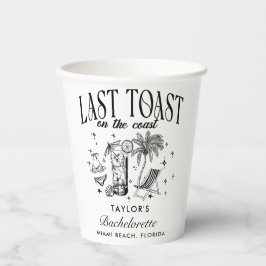 海岸のモダンな独身最後のパーティー　ブラック 紙コップ
