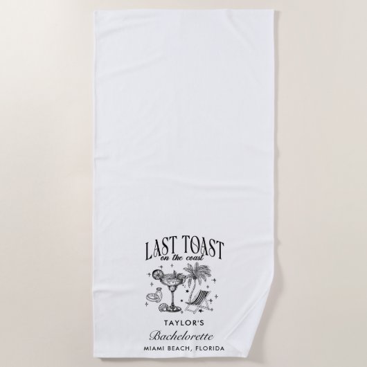 海岸のモダンな独身最後のパーティー 黒 ビーチタオル (正面)