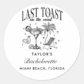 海岸のモダンな独身最後のパーティー 黒 ラウンドシール (正面)