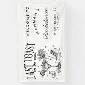 海岸のモダンな独身最後のパーティー 黒 横断幕 (縦)