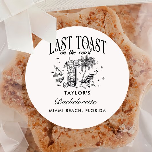 海岸のモダンな独身最後の夜パーティー ブラック ラウンドシール