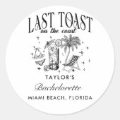 海岸のモダンな独身最後の夜パーティー ブラック ラウンドシール (正面)