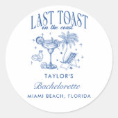 海岸のモダンな独身最後の夜会 青 ラウンドシール (正面)