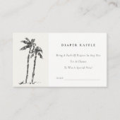 海岸のヤシの木のスケッチおむつくじ赤ちゃんシャワー エンクロージャーカード (正面)