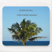 海岸のヤシの瞬間 | 家族の名前と旅行年 マウスパッド (正面)