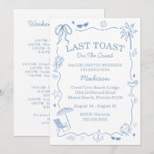 海岸のラストトースト 青い色合いがキュート 招待状 (正面/裏面)