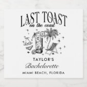 海岸のラストパーティー モダン カクテルパーティー ブラック スパークリングワインラベル (シングルラベル)