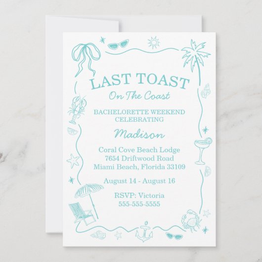 海岸のラスト toast ターコイズ 招待状 (正面)