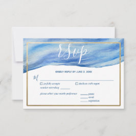 海岸の優雅さ 水彩 波 クラシックブルー 出欠カード