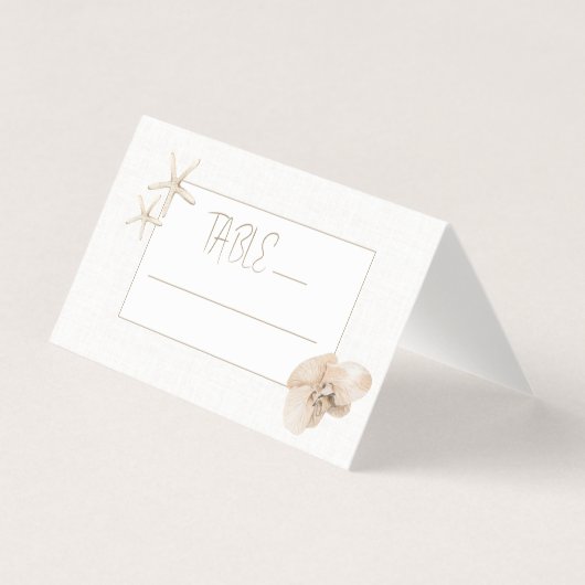 海岸の優雅な結婚式テーブルナンバー プレイスクカード (正面)