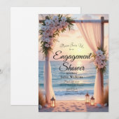 海岸の光の下でのオーシャンサイドロマンス 招待状 (正面/裏面)