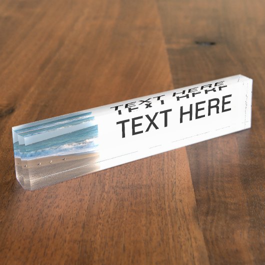 海岸の写真のフロリダのビーチの3羽の鳥 デスクネームプレート (側面)