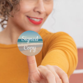 海岸の写真サイン入りコピー ラウンドシール