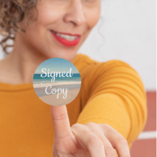 海岸の写真サイン入りコピー ラウンドシール