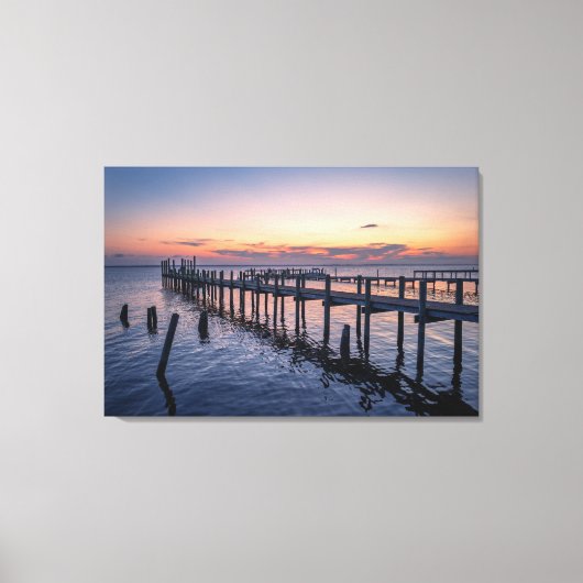 海岸の壁画 - 穏やかな夕焼けの海 キャンバスプリント (正面)
