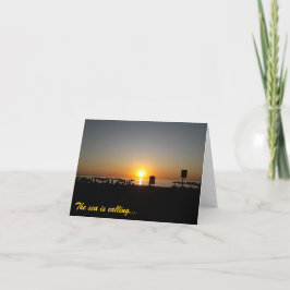 海岸の夏の夕日シルエット サンキューカード