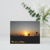 海岸の夏の夕日シルエット ポストカード (スタンド正面)