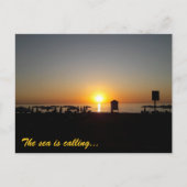 海岸の夏の夕日シルエット ポストカード (正面)