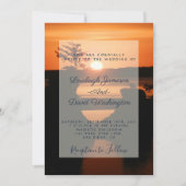 海岸の夕焼けの結婚式招待状 招待状 (正面)