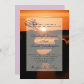 海岸の夕焼けの結婚式招待状 招待状 (正面/裏面)