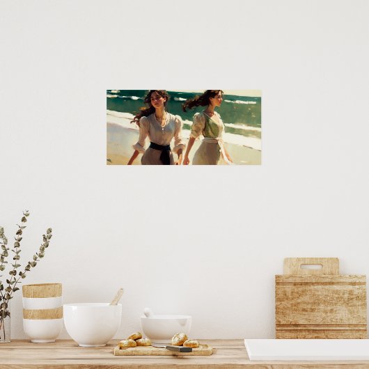 海岸の女の子 ポスター (キッチン)