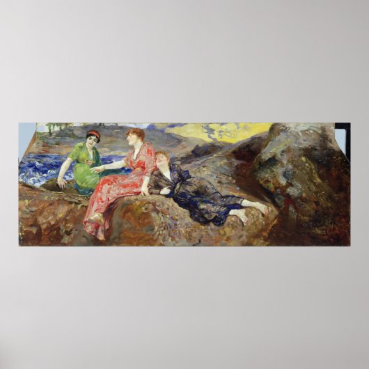 海岸の女の子， c.1884-85 ポスター (正面)