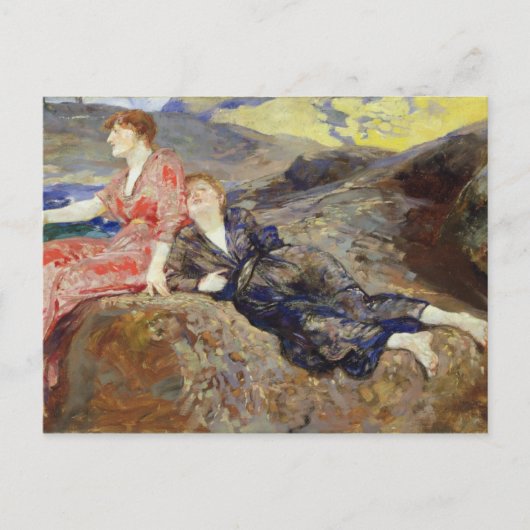 海岸の女の子， c.1884-85 ポストカード (正面)