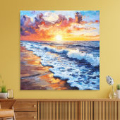 海岸の家の装飾のための🌅 日没の海の壁アート キャンバスプリント (インサイチュ (リビング))