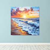 海岸の家の装飾のための🌅 日没の海の壁アート キャンバスプリント (インサイチュ (ウッドフロア))