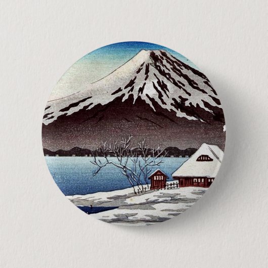 海岸の小さい雪で覆われた建物 缶バッジ (正面)