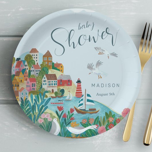 海岸の少年ベビーシャワーパーティー ペーパープレート