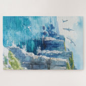 海岸の崖の上をカモメする ジグソーパズル (横)