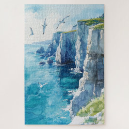 海岸の崖の上をカモメする ジグソーパズル