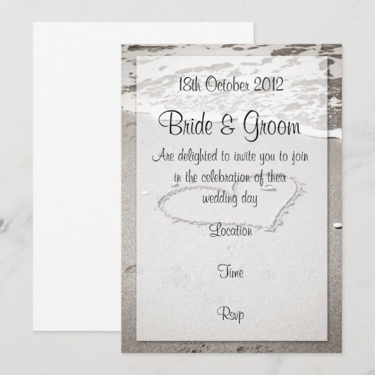 海岸の恋（茶色） 招待状 (正面/裏面)