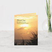 海岸の悔やみや弔慰のための穏やかな日没のありがとう サンキューカード (正面)