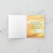 海岸の悔やみや弔慰のための穏やかな日没のありがとう サンキューカード (内部)