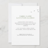 海岸の愛 サンディビーチ ミニマル ラインアート ウェディング 招待状 (裏面)