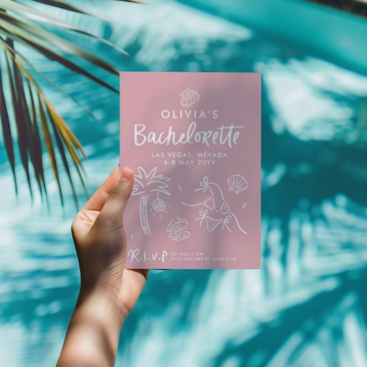 海岸の手描きトーストの遊び心ある招待状 招待状