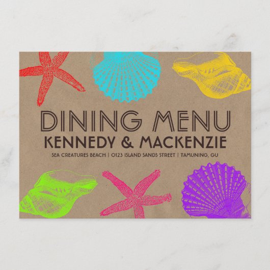 海岸の技術の結婚式メニュー メニュー (正面)