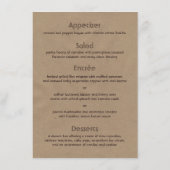 海岸の技術の結婚式メニュー メニュー (裏面)