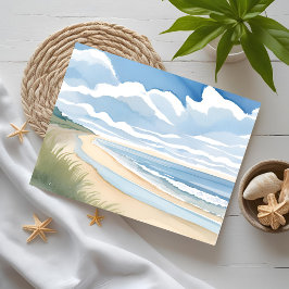 海岸の散歩 | 海の水彩画 ポストカード