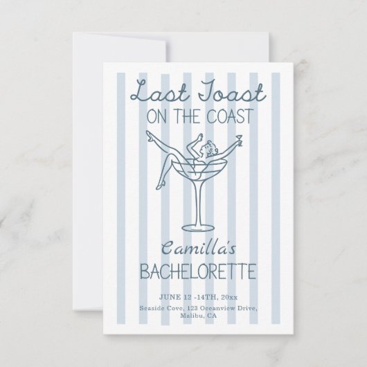海岸の最後のトーストお洒落バチェロレッテ 招待状 (正面)