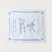 海岸の最後のトーストをイメージした、気まぐれで手描きのブルー タペストリー (正面(横))