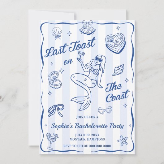 海岸の最後のトーストバチェロレッテ 招待状 (正面)