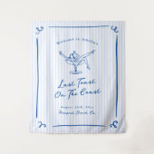 海岸の最後のトースト ワンピース - 気まぐれな手描き青 タペストリー (正面)