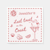 海岸の最後のピンクの乾杯独身最後のパーティー スタンダードカクテルナプキン (正面)