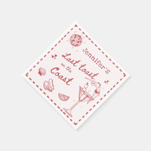 海岸の最後のピンクの乾杯独身最後のパーティー スタンダードカクテルナプキン (角)