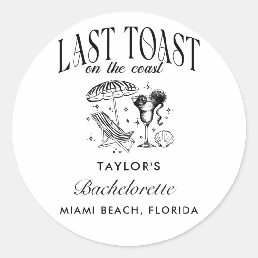 海岸の最後の乾杯独身パーティー ラウンドシール (正面)
